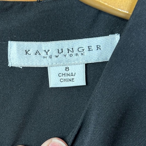 Kay Unger 8 Davina Walk Thru Jumpsuit Black Evening Stretch Crepe Skirt - Picture 10 of 13